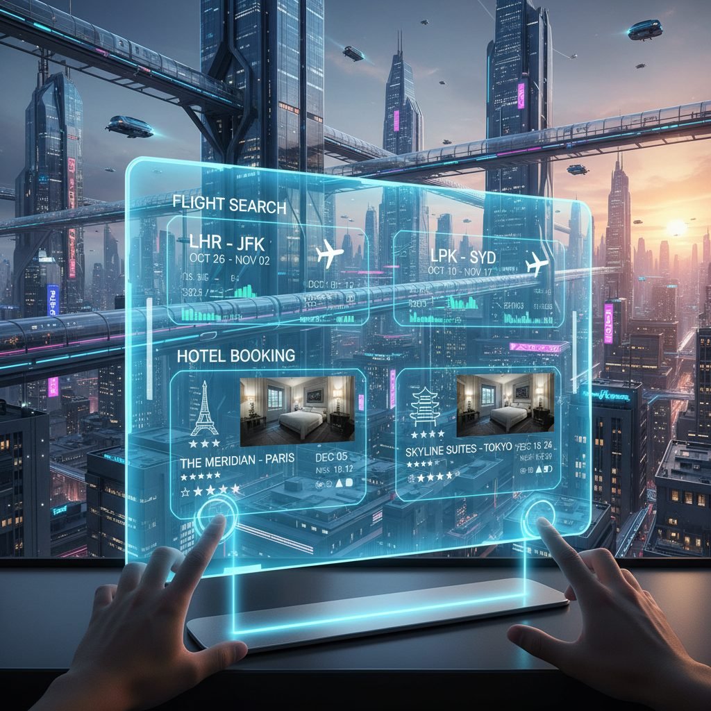 Flight search and hotel booking with AI interface