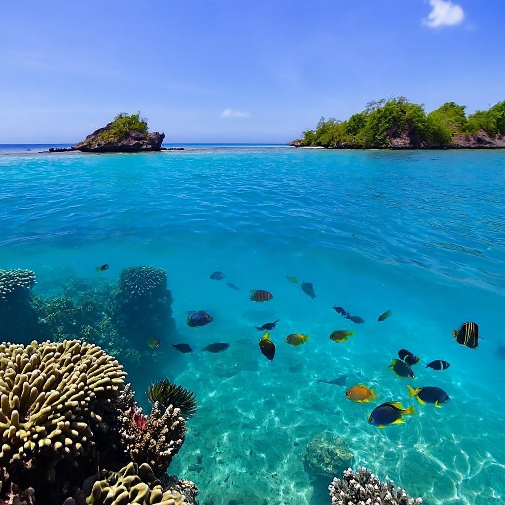 Vibrant coral reefs and clear blue waters perfect for snorkeling in Palau, a pristine eco-destination.