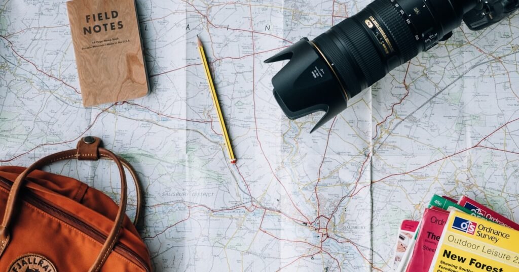 Modern traveler using AI travel app to plan trip