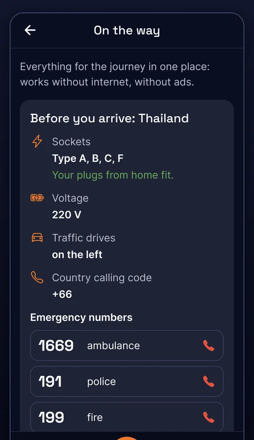 Before you arrive in Thailand: sockets, voltage, traffic side and emergency numbers